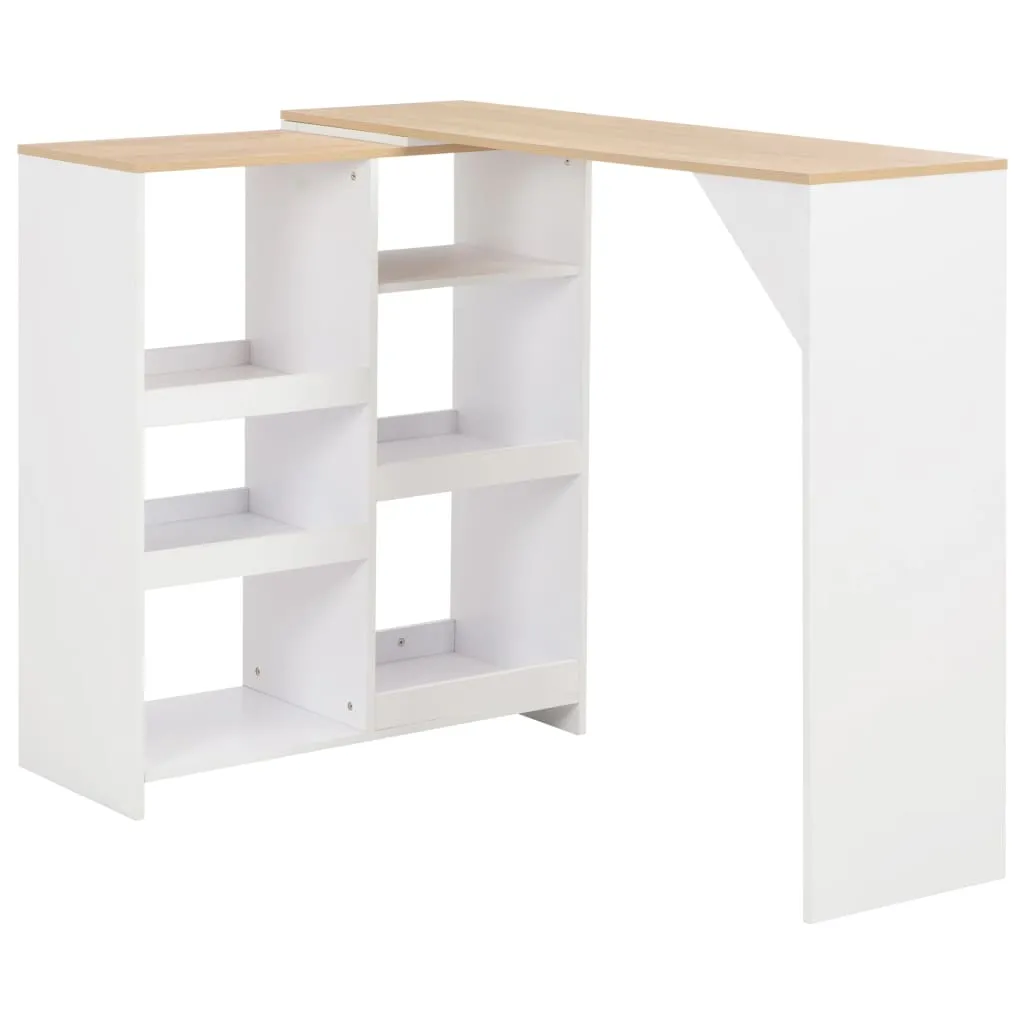 vidaXL Tavolo da Bar con Scaffale Mobile Bianco 138x39x110 cm