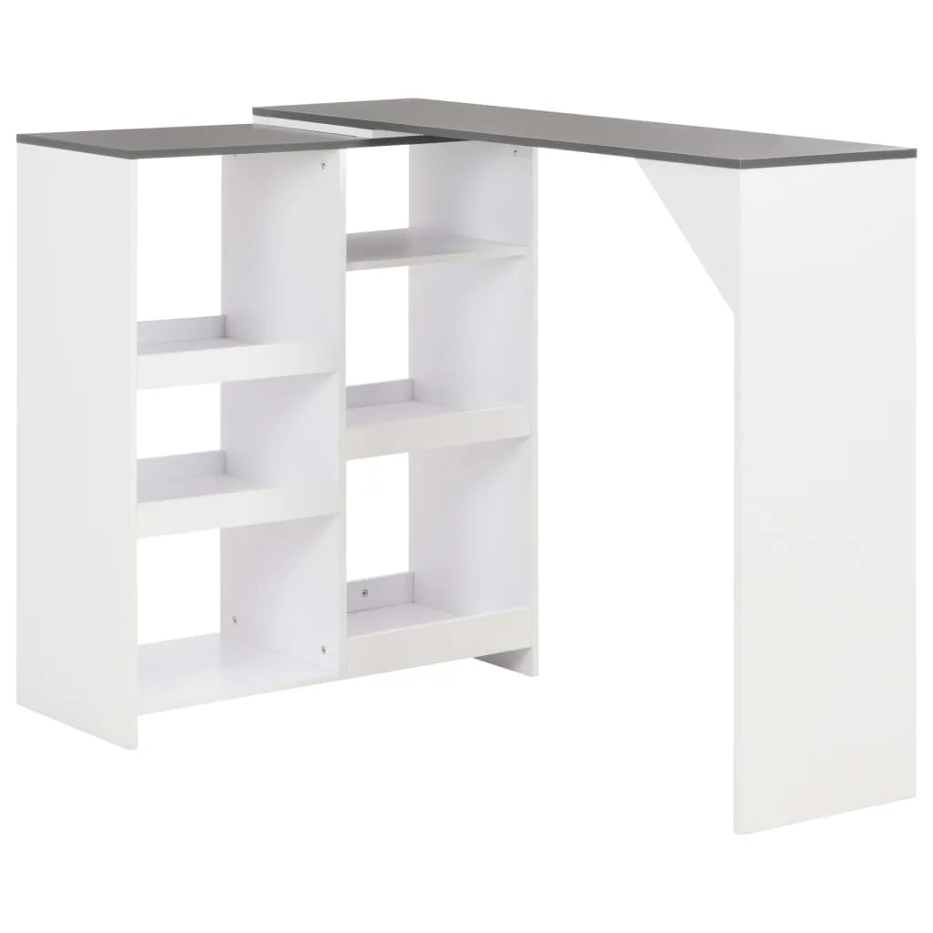 vidaXL Tavolo da Bar con Scaffale Mobile Bianco 138x39x110 cm