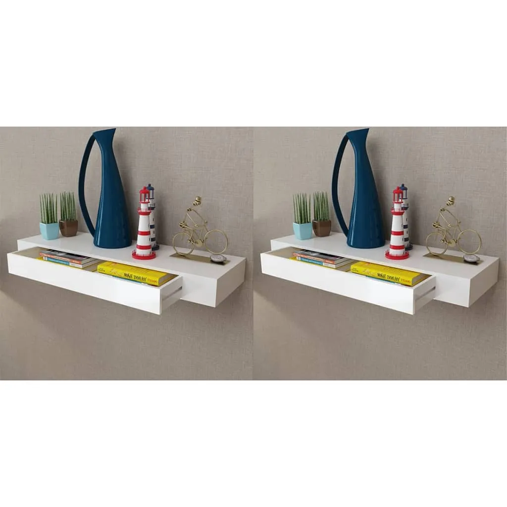 vidaXL Mensole con Cassetti 2 pz Bianco 80 cm