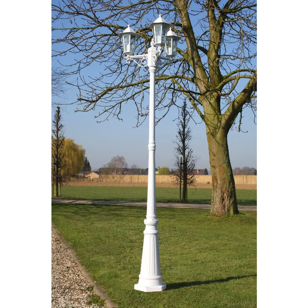 vidaXL Lampione da Giardino a 3 Bracci 215 cm in Alluminio Bianco