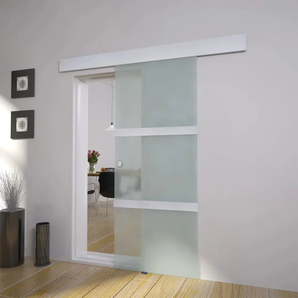 vidaXL Porta Scorrevole in Vetro e Alluminio 178 cm Argento