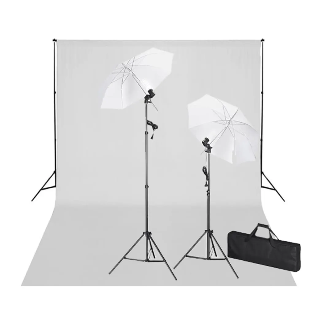 vidaXL Set Studio Fotografico Fondale Bianco 600x300 cm con Luci