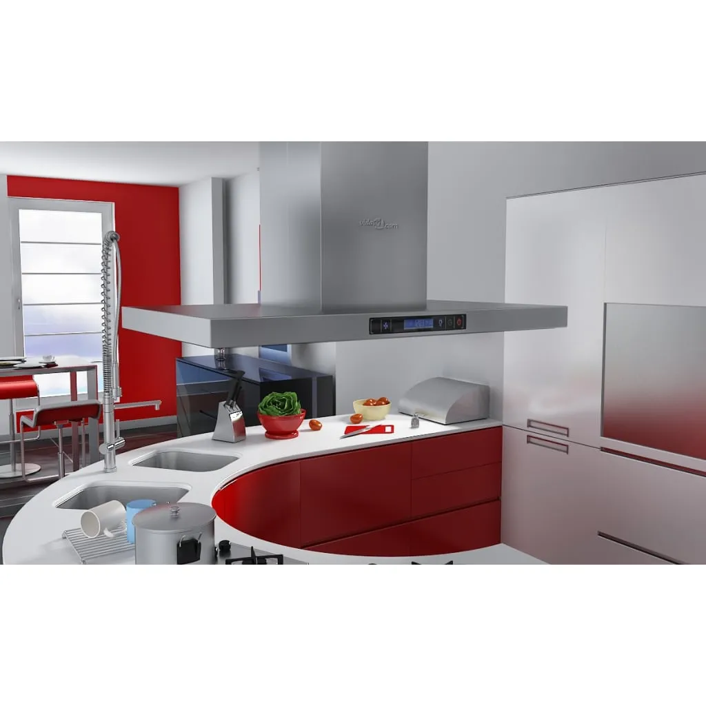 vidaXL Cappa da Cucina a Isola in Acciaio Inox con Display LCD