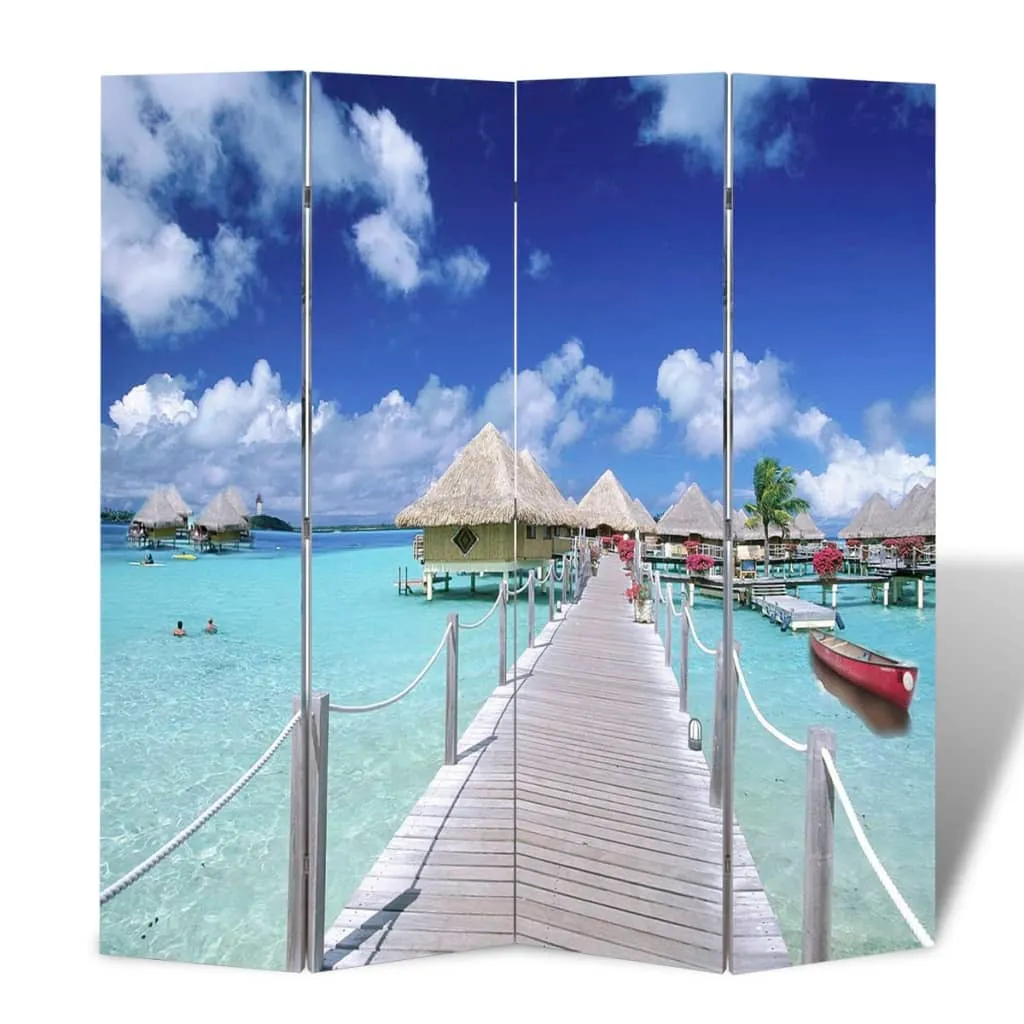 vidaXL Paravento Pieghevole 160x170 cm con Stampa Spiaggia