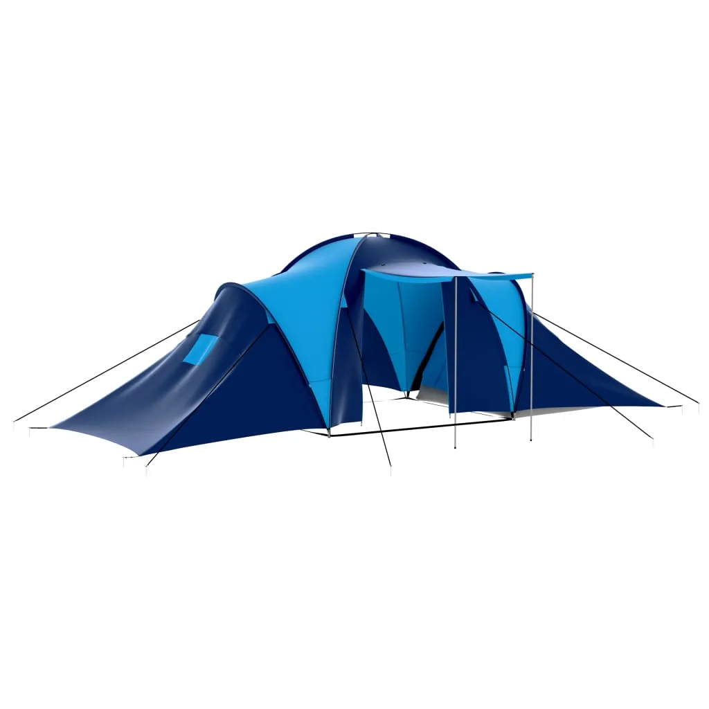 vidaXL Tenda da Campeggio in Tessuto 9 Persone Blu Scuro e Blu