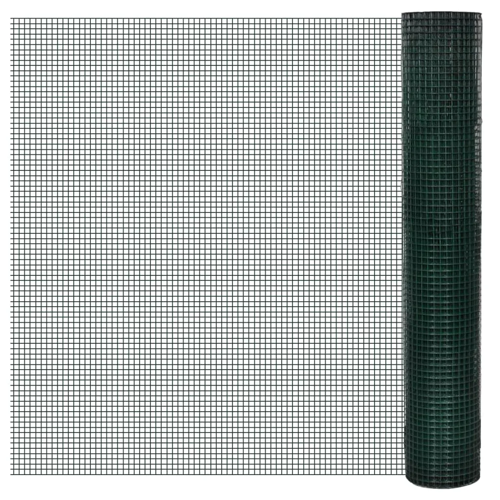 vidaXL Recinzione in Rete per Pollaio Rivestita in PVC 10x1 m Verde