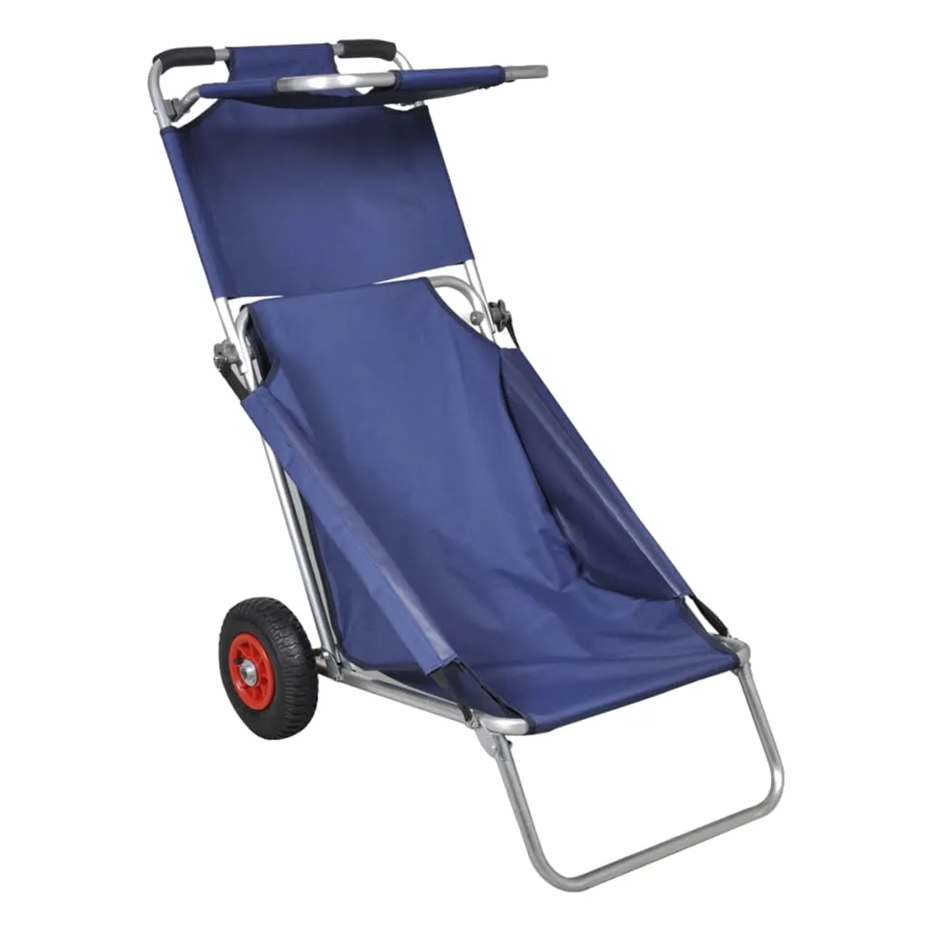 vidaXL Carrello per la Spiaggia con Ruote Portatile Pieghevole Blu