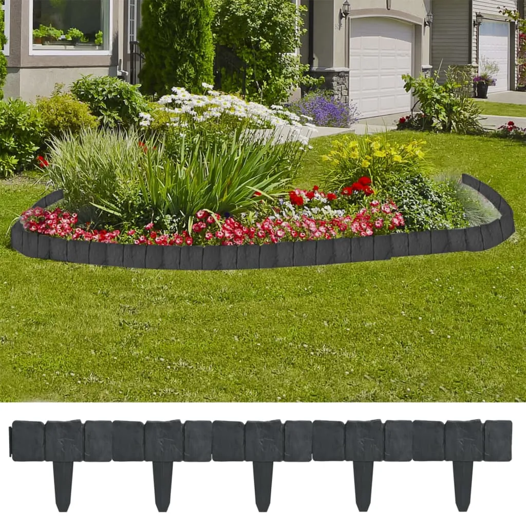 Set 41 pz Recinzione giardino/prato in plastica imitazione pietra 10 m