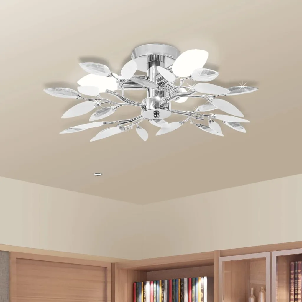 vidaXL Lampada da Soffitto Foglie Bianco e Acrilico Trasparente 3xE14