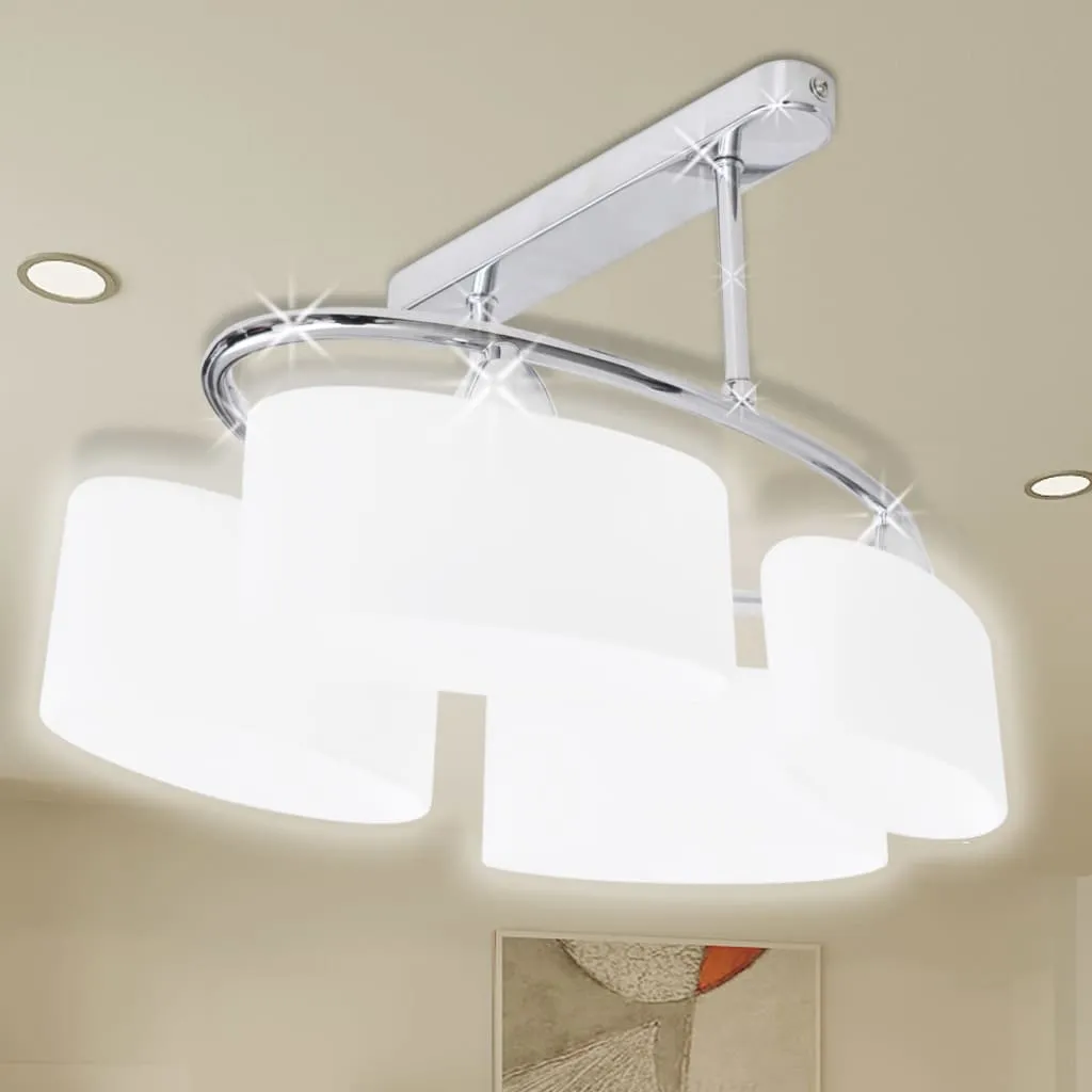 vidaXL Lampada da Soffitto Ellissoidale Vetro Paralume 4 Lampadine E14