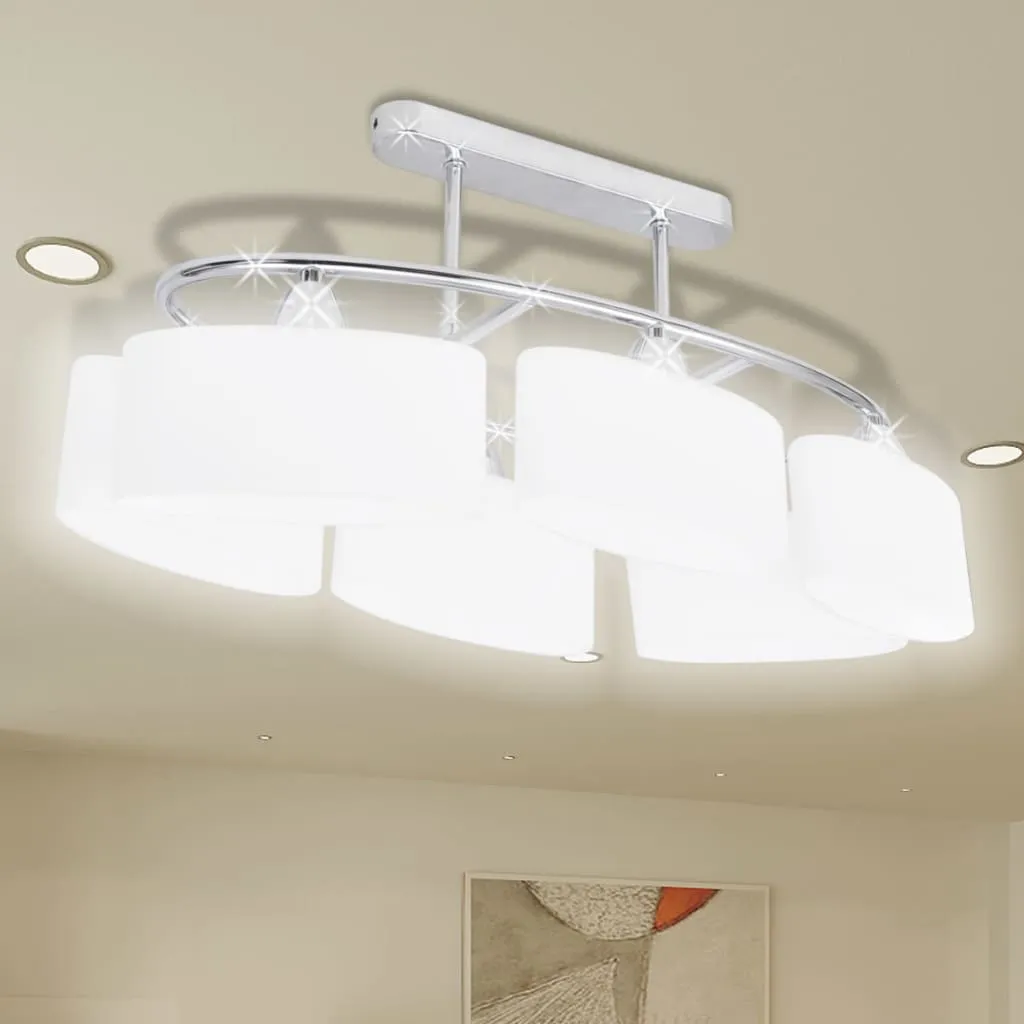 vidaXL Lampada da Soffitto Paralume Ellissoidale Vetro 6 Lampadine E14