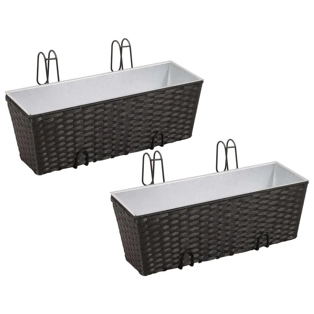 vidaXL Set Fioriera Trapezoidale in Rattan 2 pz 50 cm Nera per Balcone