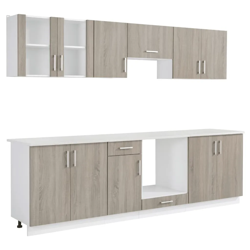 vidaXL Set Armadi da Cucina 8 pz Aspetto Rovere