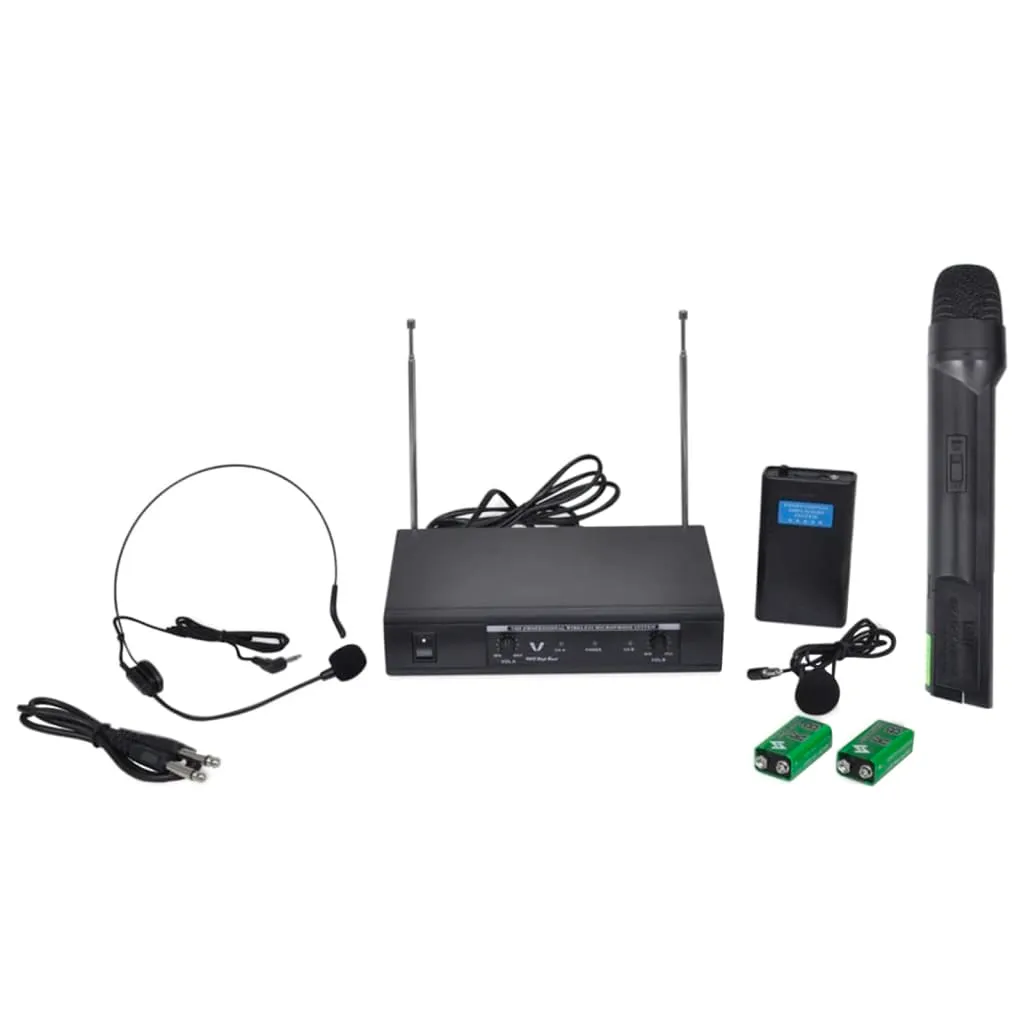 vidaXL Ricevitore 1 Microfono Wireless e 1 Set Auricolari Wireless VHF