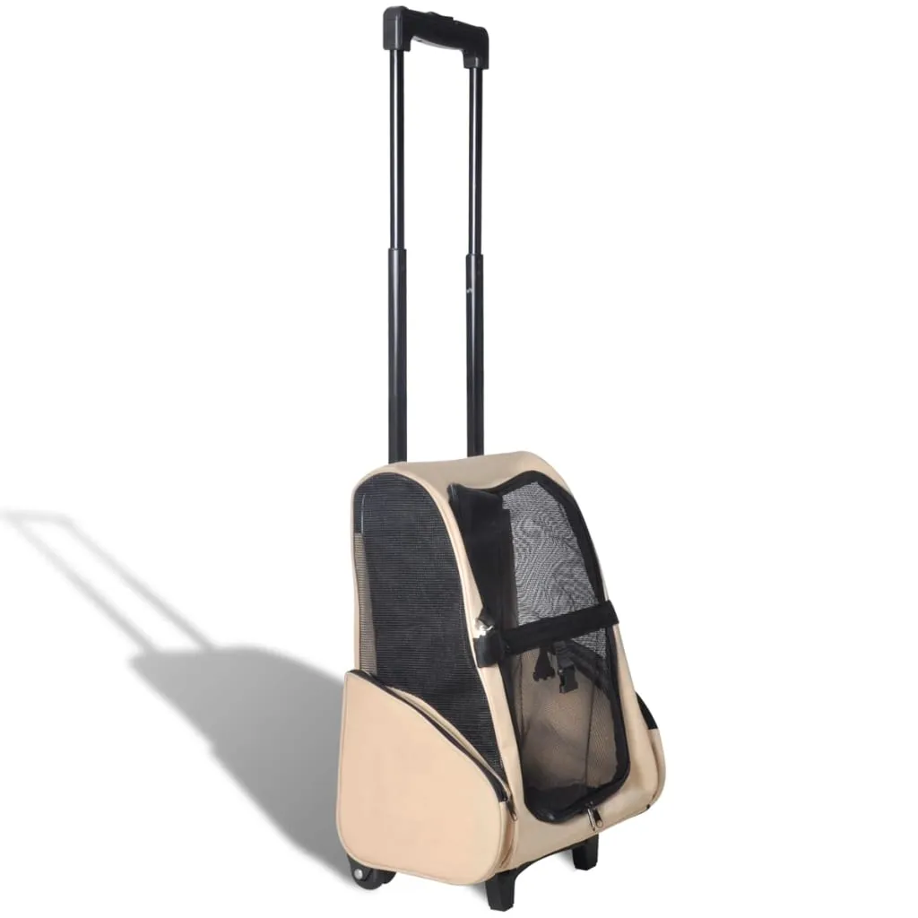 vidaXL Trolley Trasportino per Animali Pieghevole Multifunzione Beige