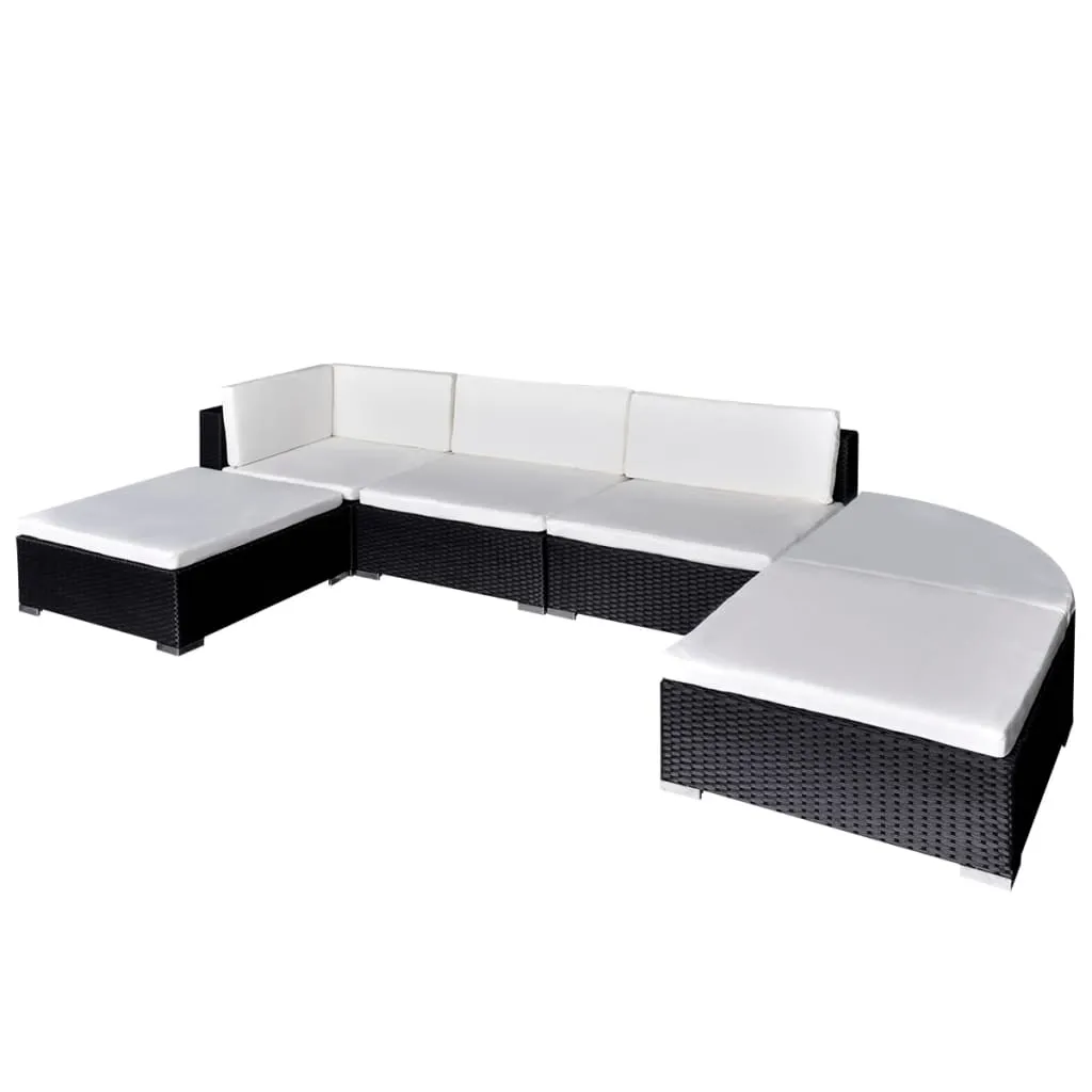 vidaXL Set Divani da Giardino 6 pz con Cuscini in Polyrattan Nero