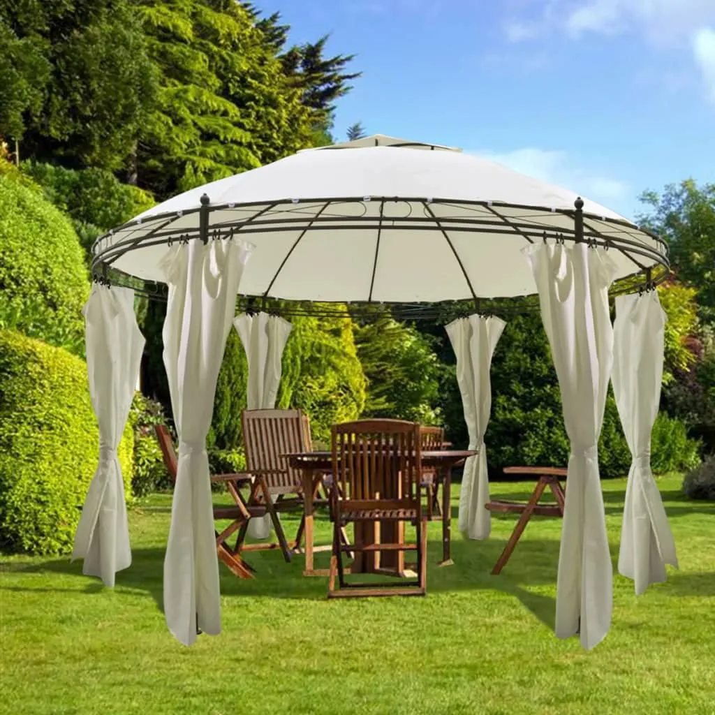 vidaXL Gazebo Rotondo con Tende 3,5 x 2,7 m