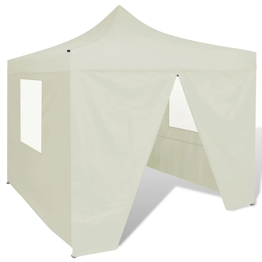 vidaXL Tenda Pieghevole Crema 3 x 3 m con 4 Pareti