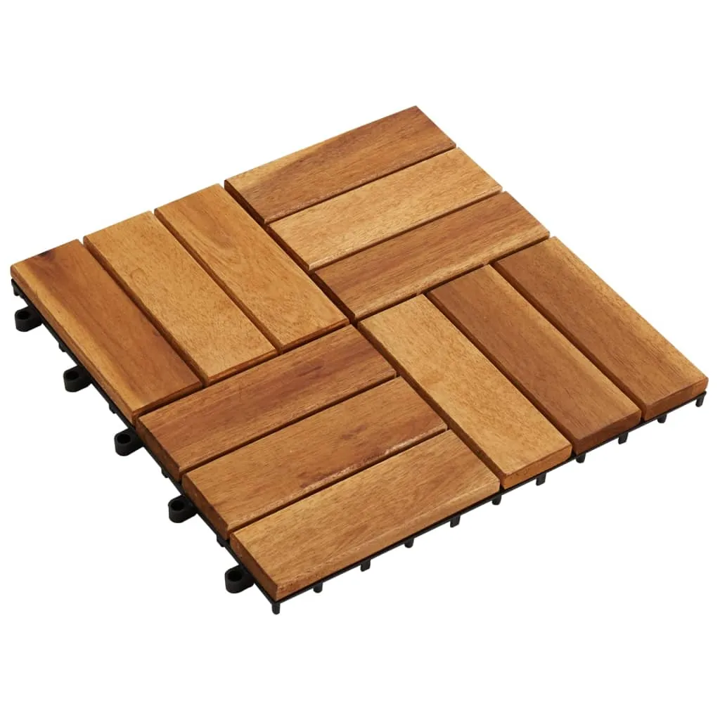 Set 10 Piastrelle in legno di acacia per pavimento 30 x 30 cm