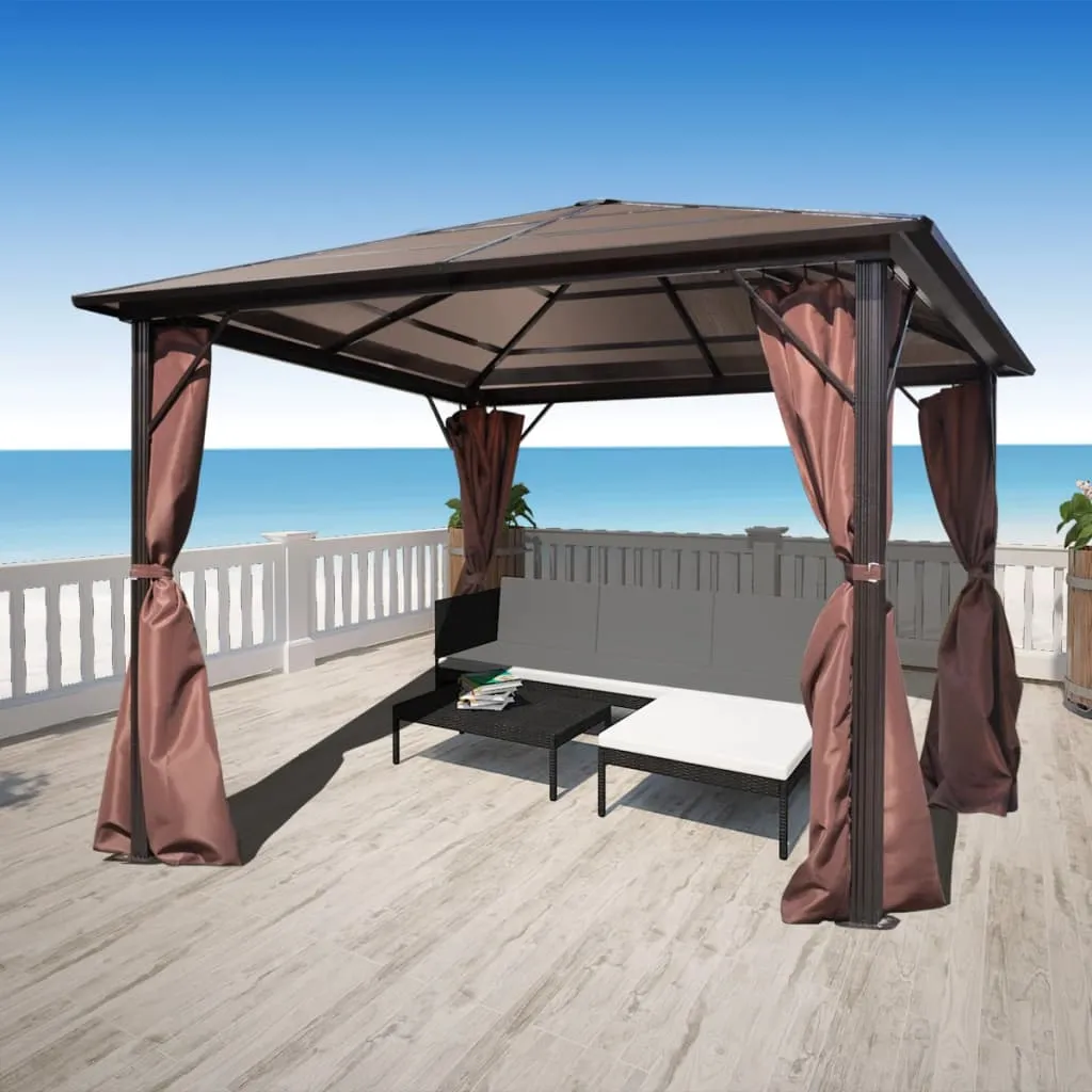 vidaXL Gazebo con Tenda Marrone in Alluminio 300 x 300 cm