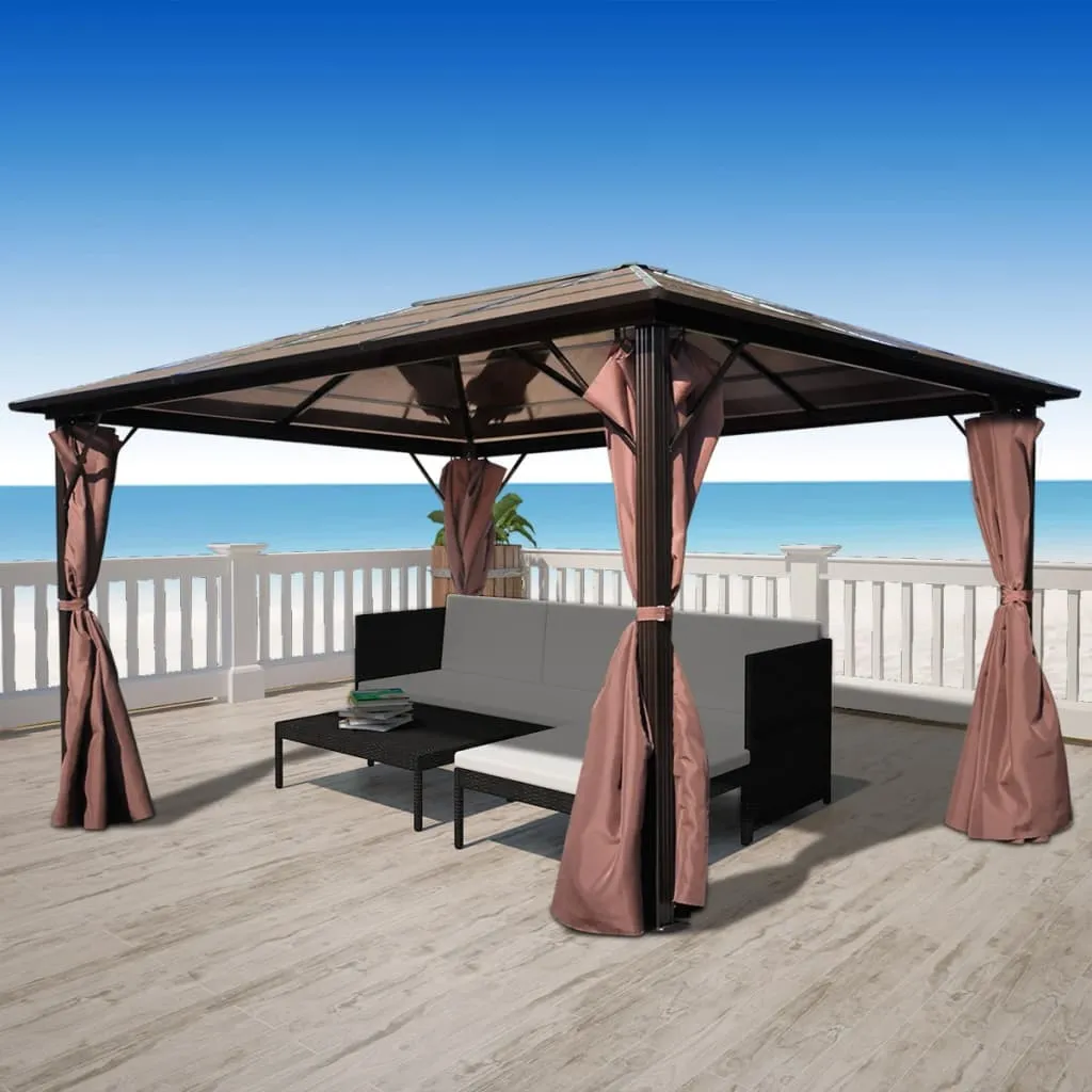 vidaXL Gazebo con Tenda Marrone in Alluminio 400 x 300 cm