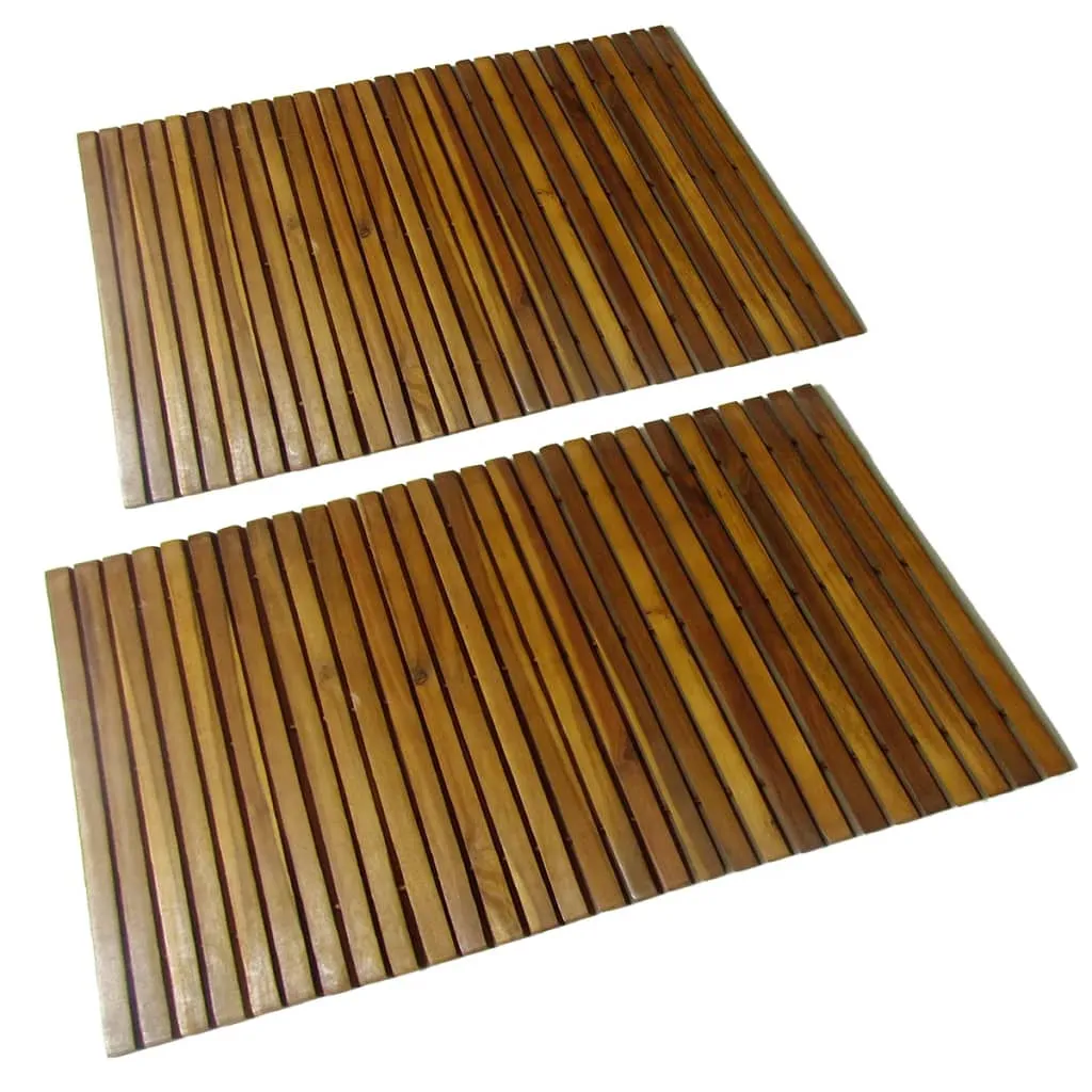 Set 2 pz Stuoia per bagno in acacia 80 x 50 cm