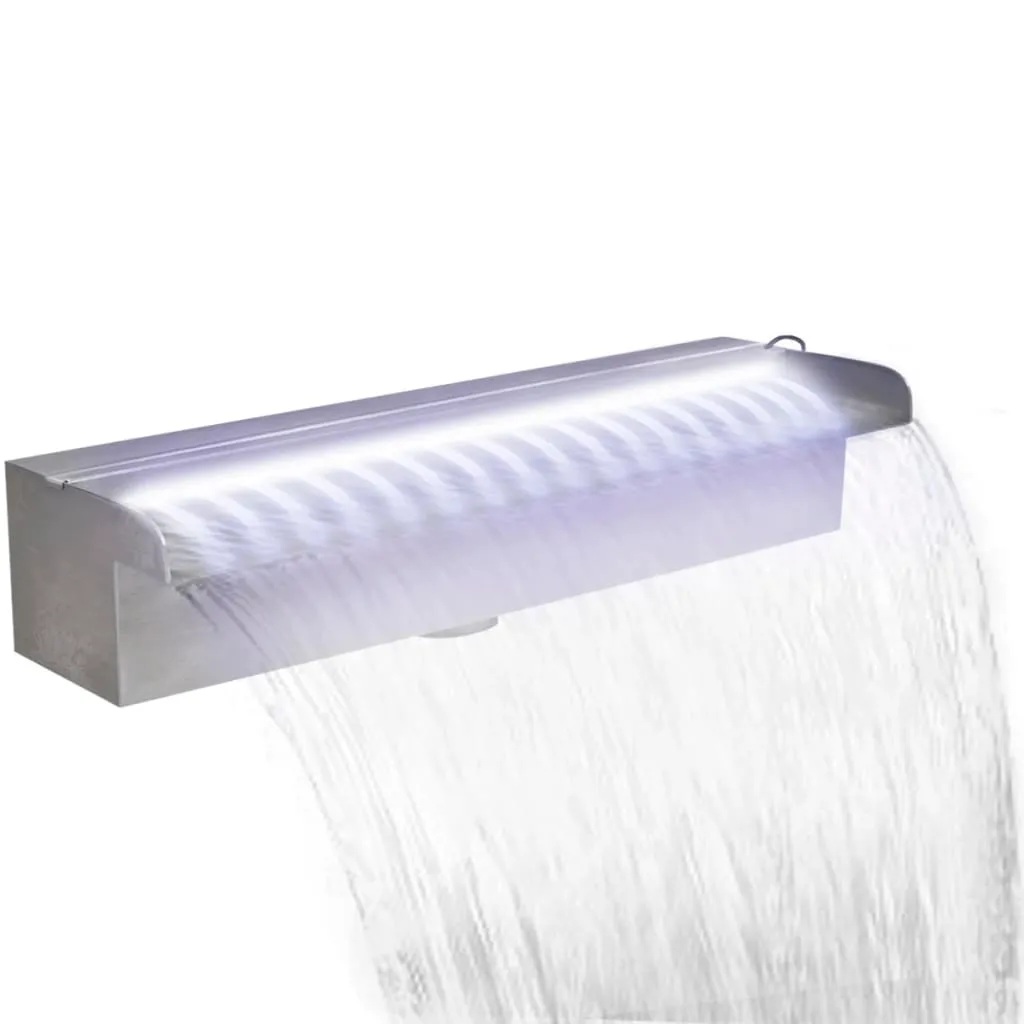 vidaXL Cascata per Laghetto Rettangolare con LED in Acciaio Inox 45 cm