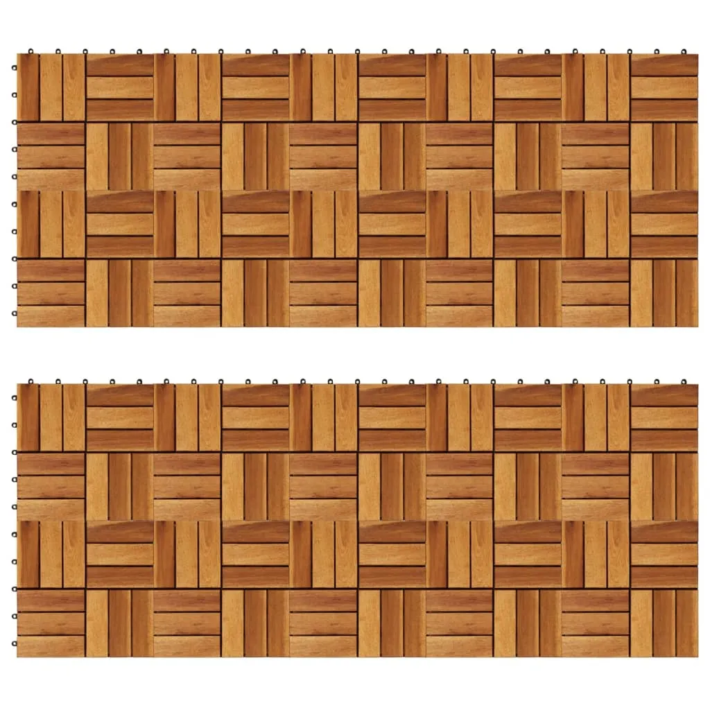 Set 20 Piastrelle in legno di acacia per pavimento 30 x 30 cm