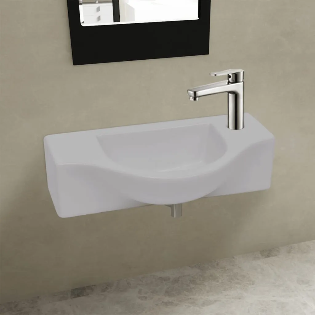 vidaXL Lavandino Bagno in Ceramica con Foro per Rubinetto Bianco