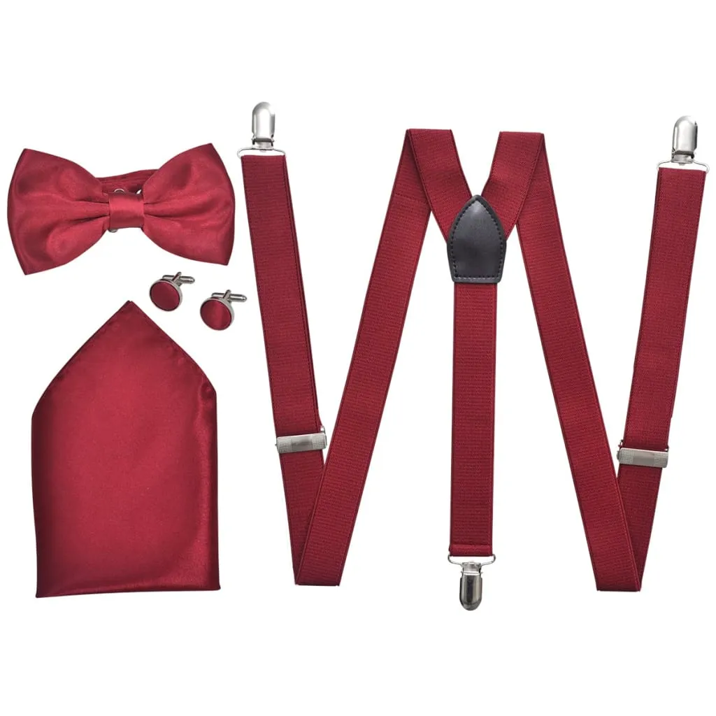 vidaXL Set Elegante Accessori Smoking Uomo Bretelle Papillon Bordò