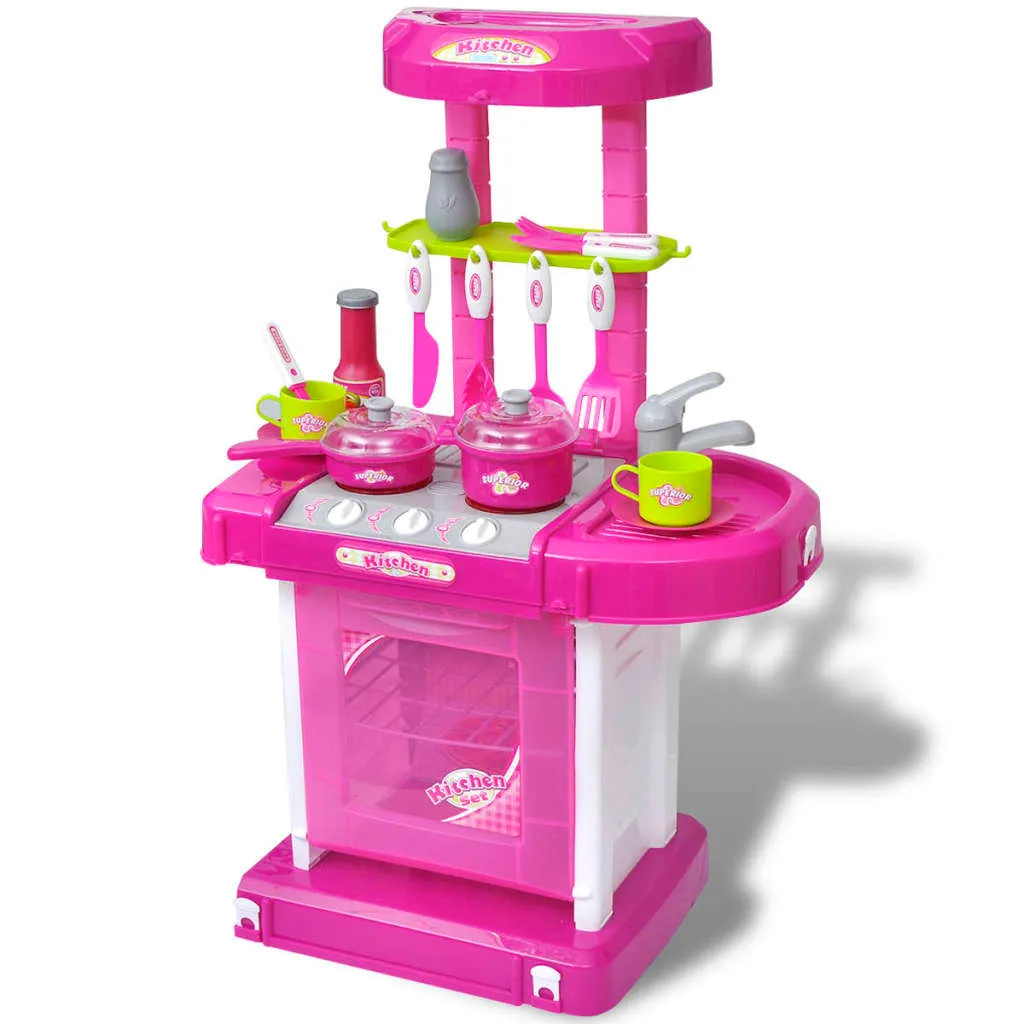 vidaXL Cucina Giocattolo per Bambini con Effetti Luce/Suoni Rosa