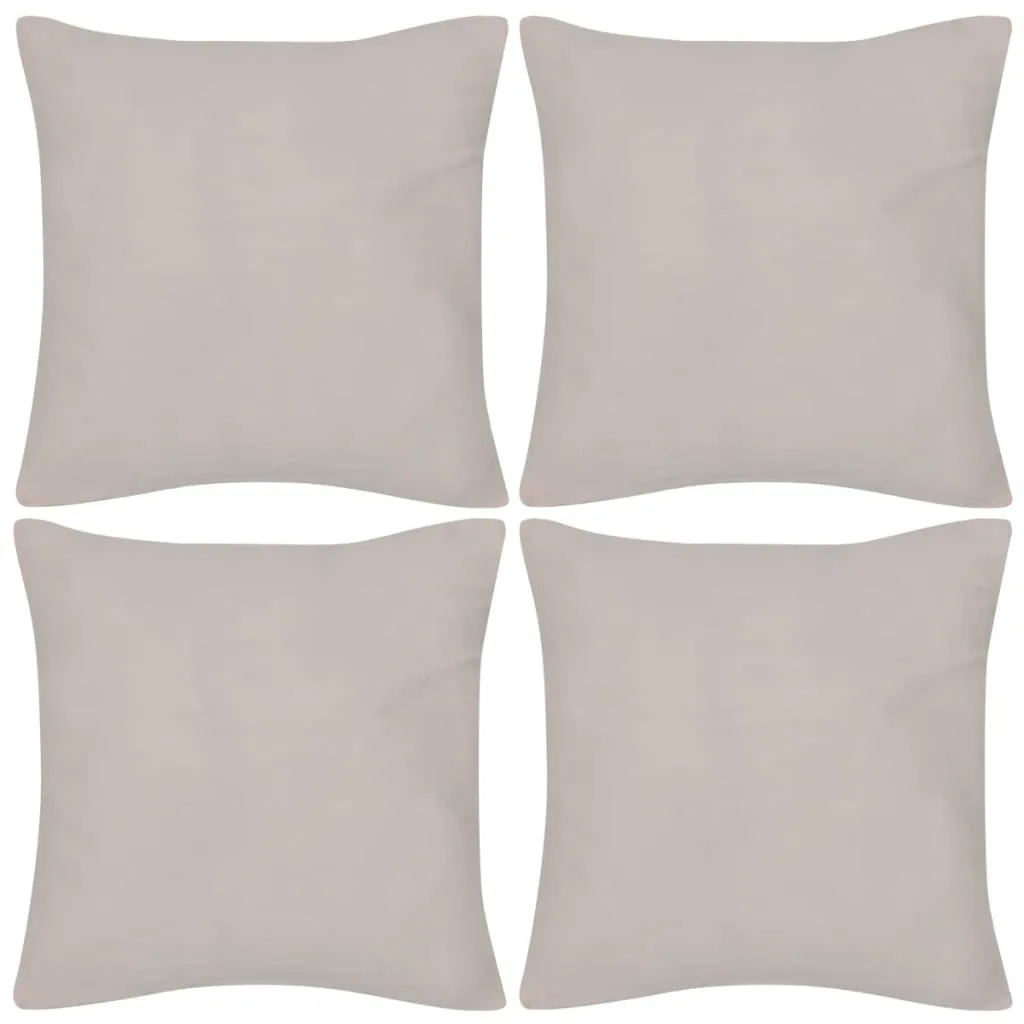 vidaXL Federe 4 pz per Cuscini in Cotone Beige 50 x 50 cm