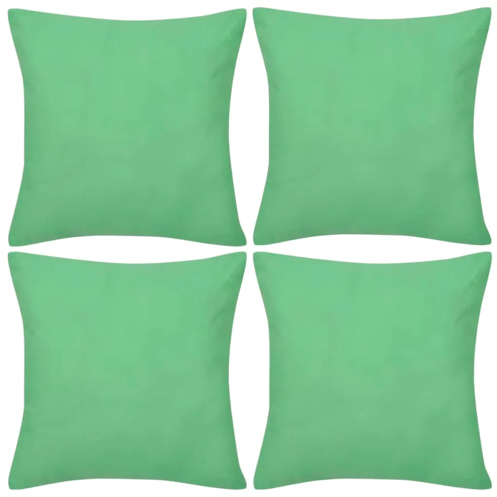 vidaXL Federe 4 pz per Cuscini in Cotone Verde Mela 80 x 80 cm