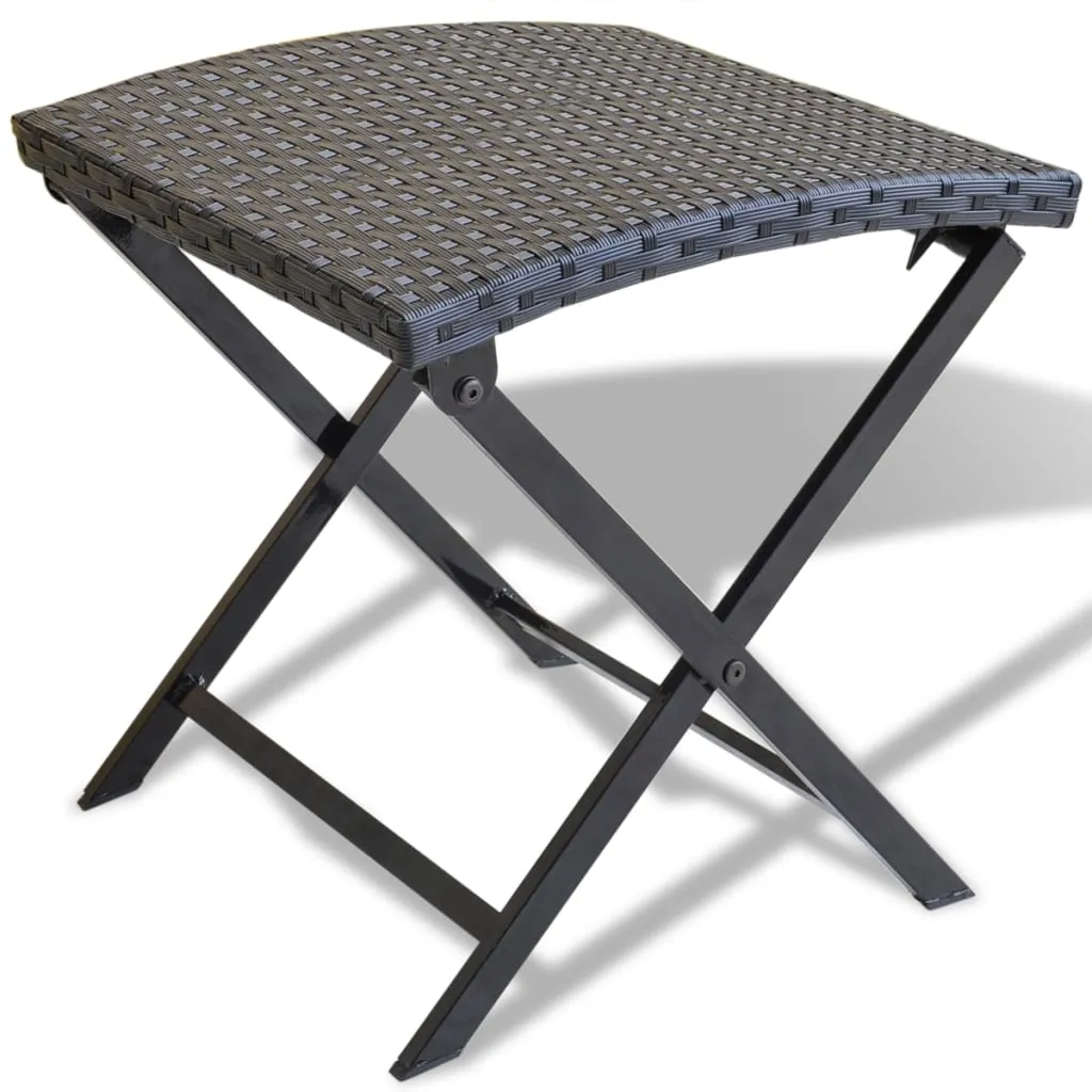 vidaXL Sgabello Pieghevole in Polyrattan Nero