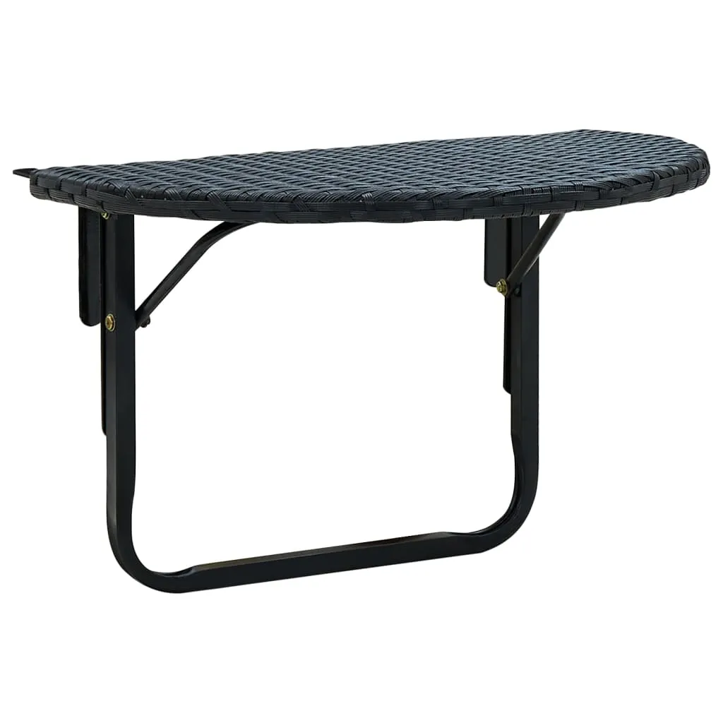 vidaXL Tavolo da Balcone 60x60x32 cm Nero in Polyrattan