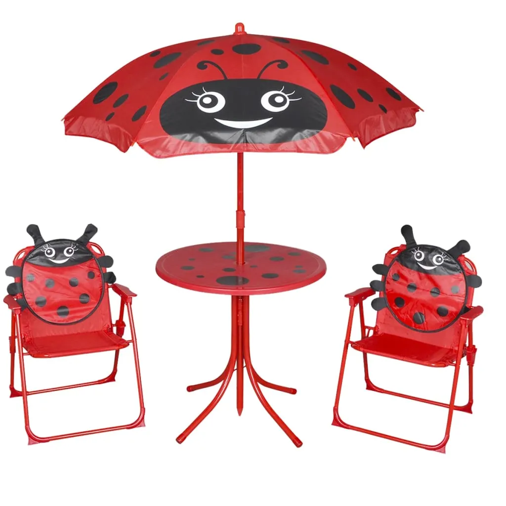 vidaXL Set da Bistrot da Giardino per Bambini con Ombrellone Rosso