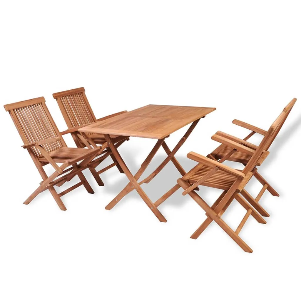 vidaXL Set da Pranzo da Esterno Pieghevole 5 pz Legno Massello di Teak