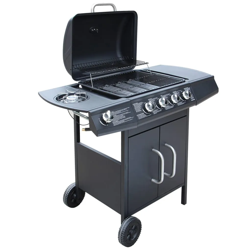 vidaXL Barbecue e Griglia a Gas 4+1 Fornelli Nero