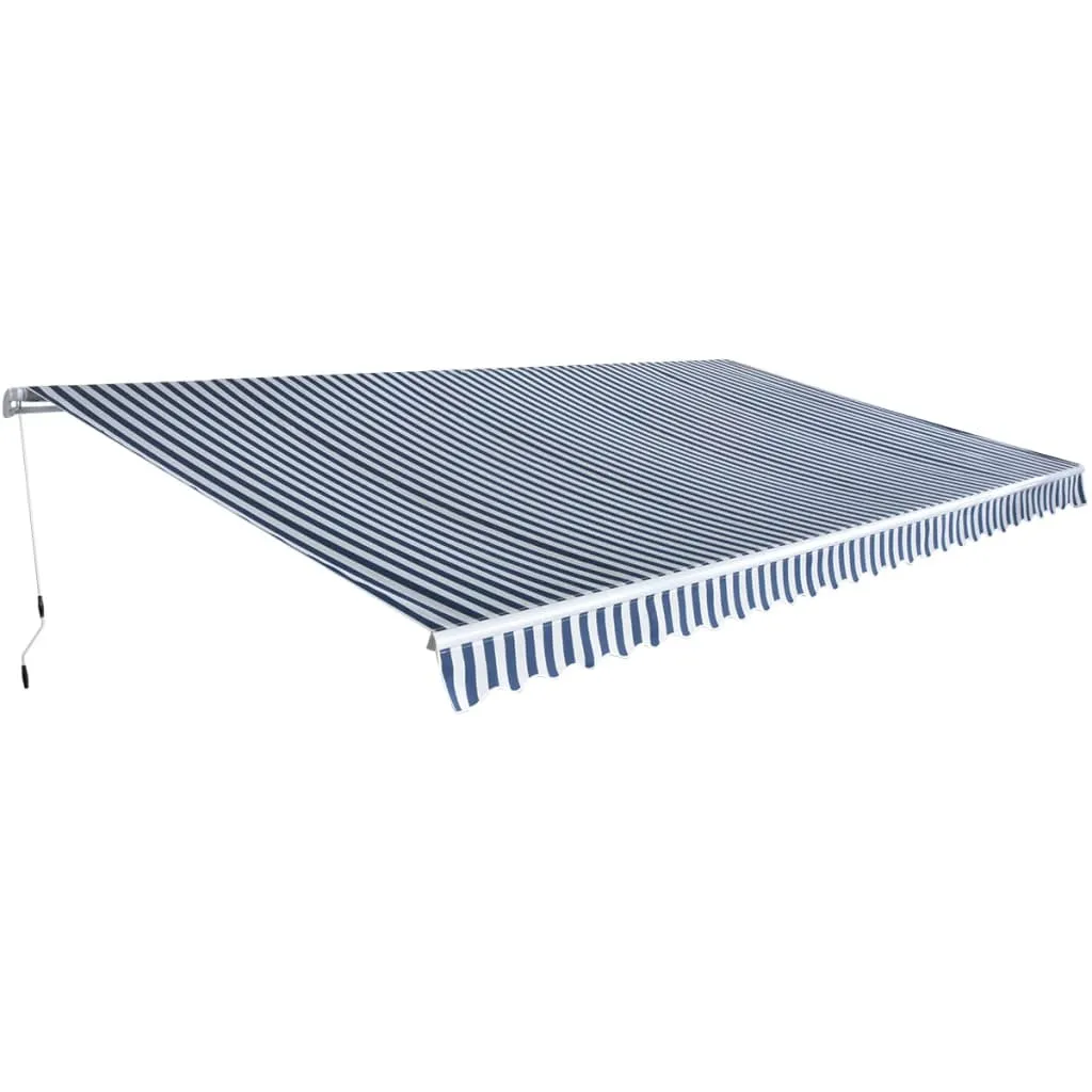 vidaXL Tenda da Sole Manuale Pieghevole 600 cm Blu e Bianco