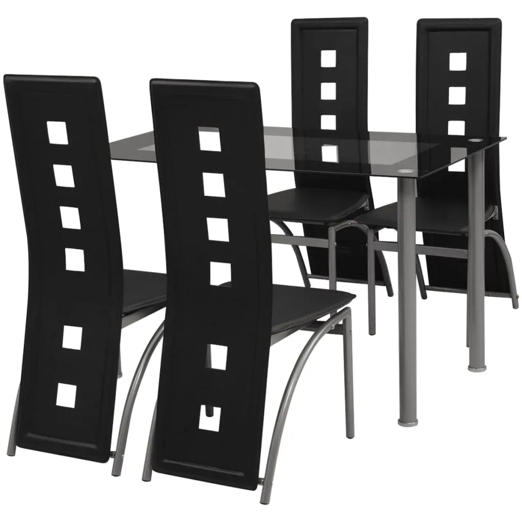 vidaXL Set Sala Da Pranzo 5 Pezzi Nero