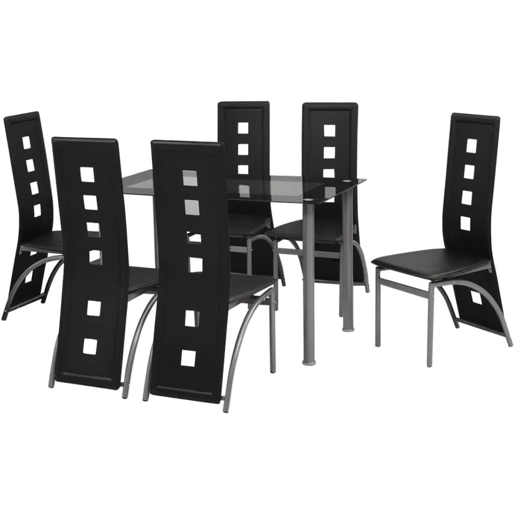 vidaXL Set Tavolo da Pranzo 7 pz Nero