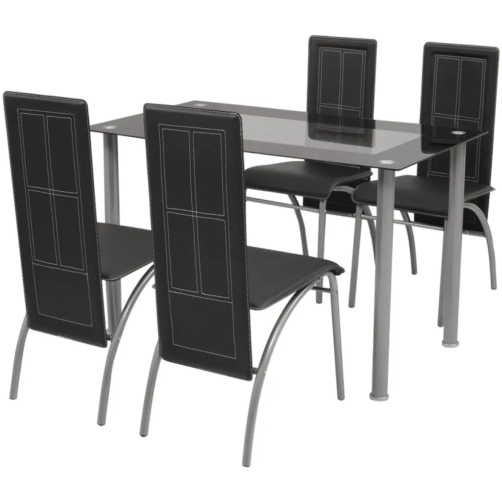 vidaXL Set Sala Da Pranzo 5 Pezzi Nero