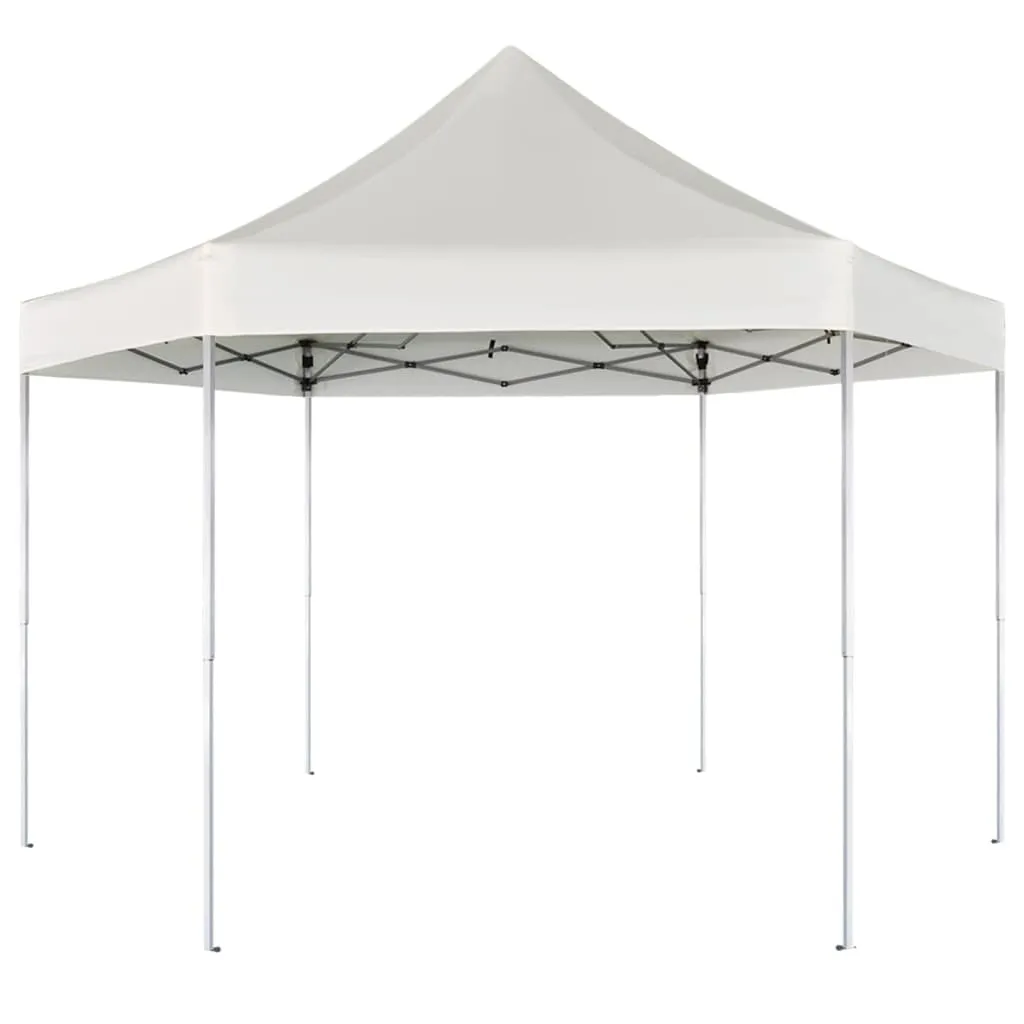 vidaXL Gazebo Esagonale Pop-Up Pieghevole Bianco Crema 3,6x3,1 m