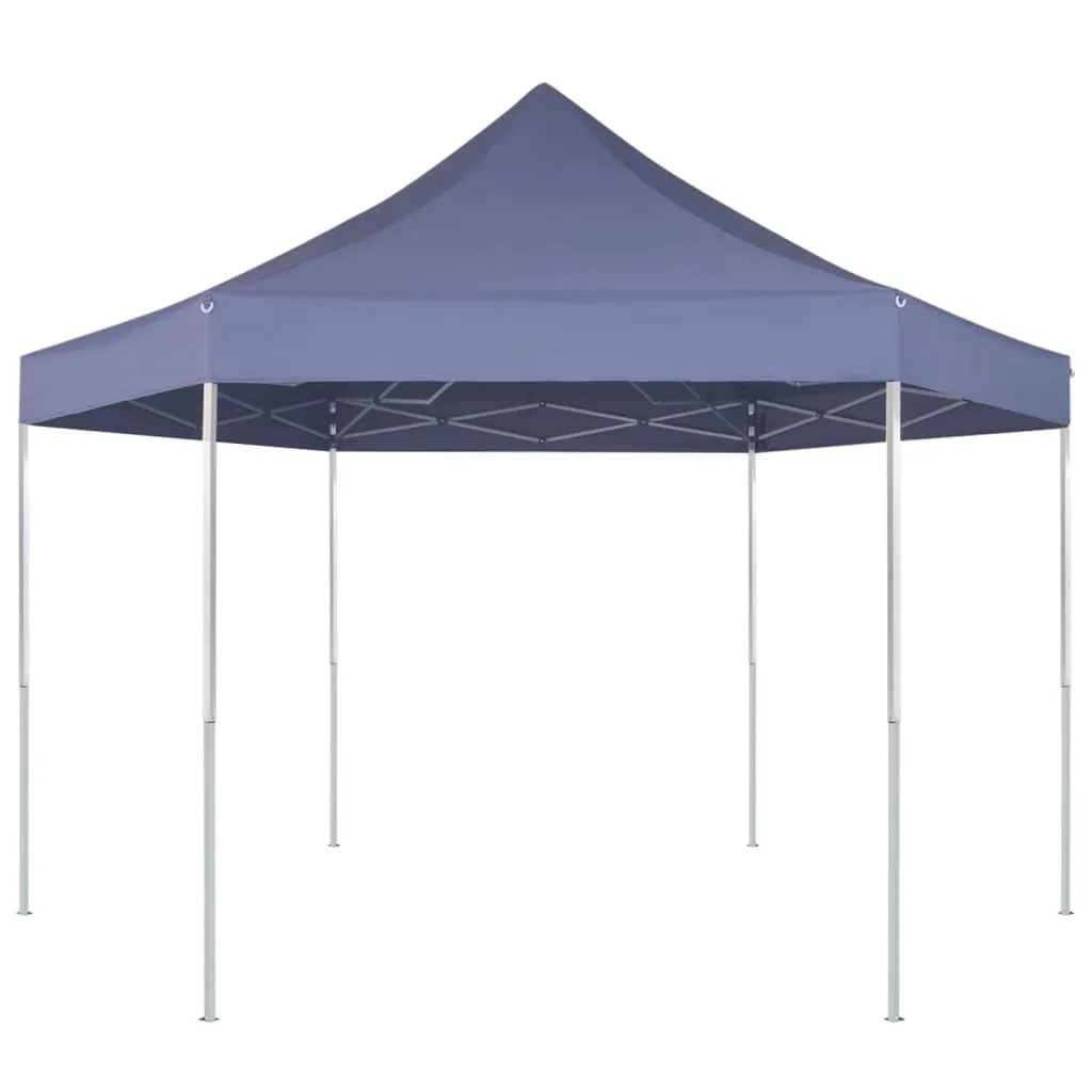 vidaXL Gazebo Pieghevole Esagonale Pop-Up Blu Scuro 3,6x3,1 m