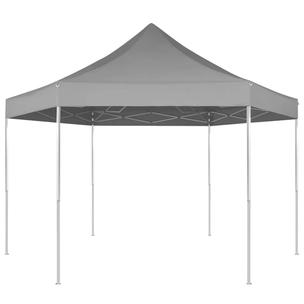 vidaXL Gazebo Pieghevole Esagonale Pop-Up Grigio 3,6x3,1 m