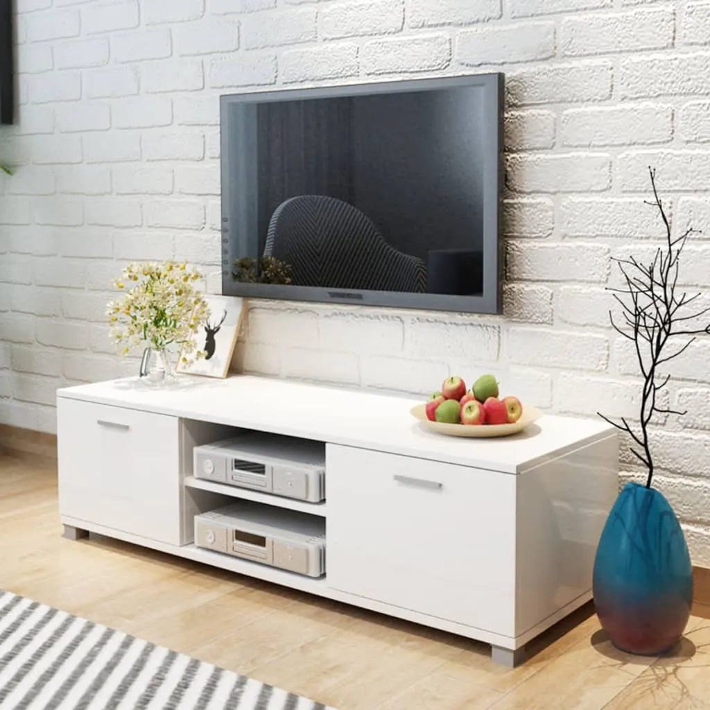 vidaXL Mobile Porta TV Bianco Lucido 120x40,5x35 cm