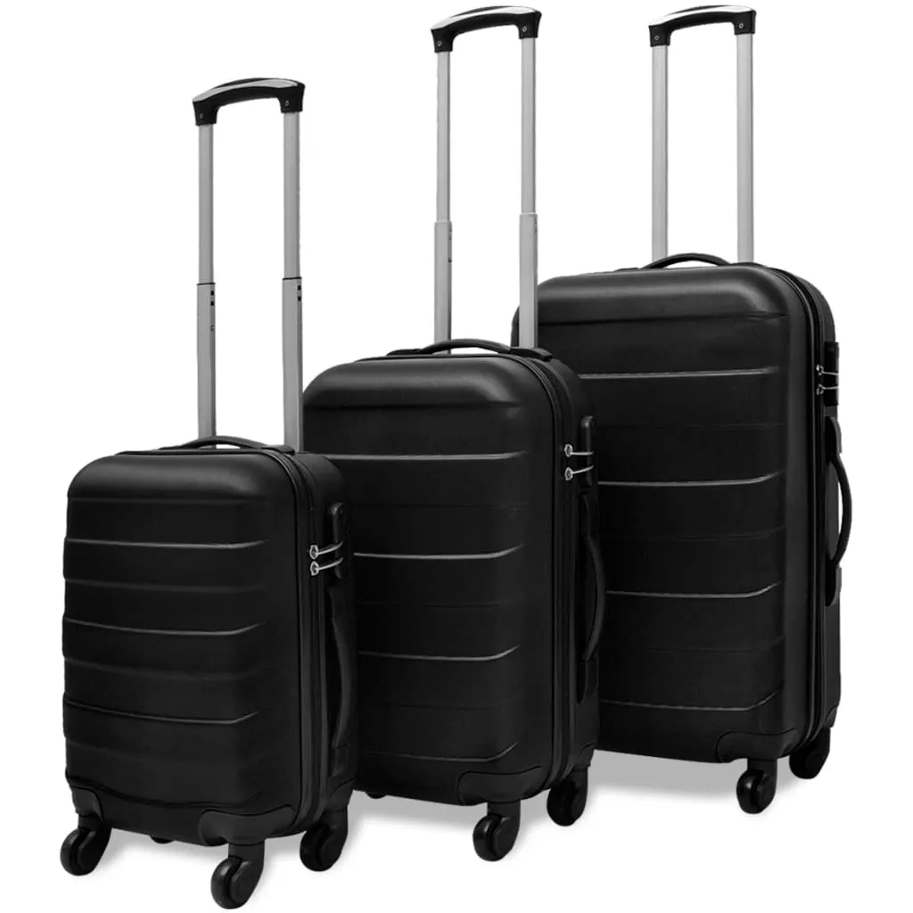 vidaXL Set Trolley Rigidi 3 pz Nero