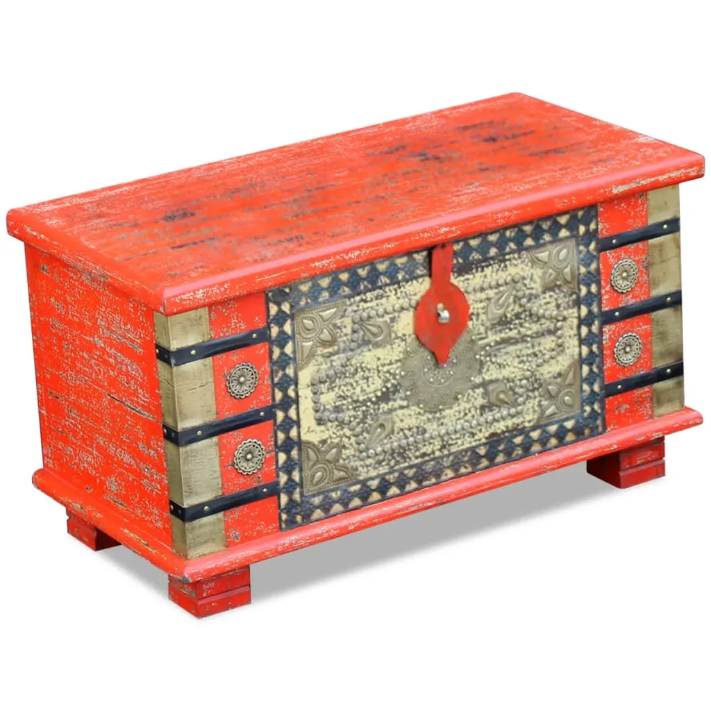 vidaXL Baule Rosso in Legno di Mango 80x40x45 cm