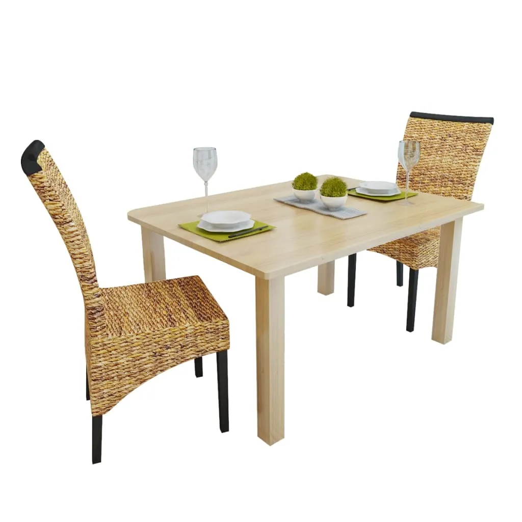 vidaXL Sedie da Pranzo 2 pz in Abaca e Legno Massello di Mango