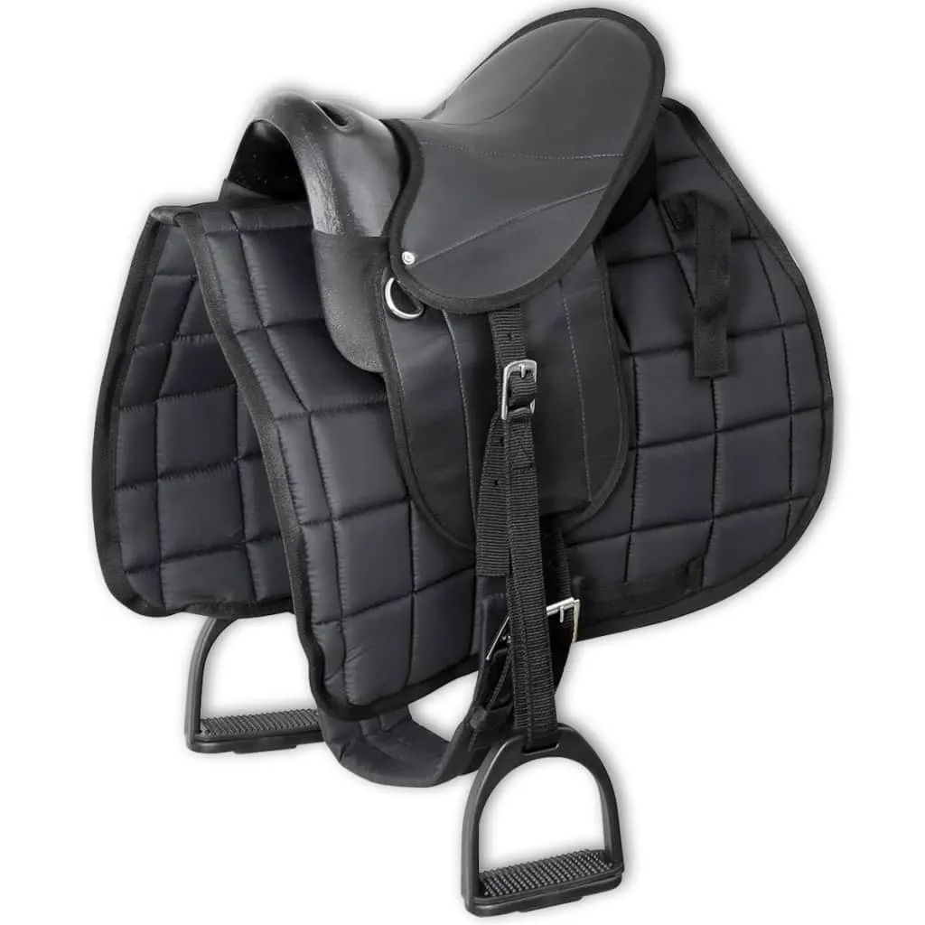 vidaXL Set Sella Pony 25,4 cm 10" Nero